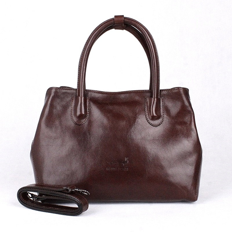 Středně velká luxusní dámská tmavěhnědá kabelka do ruky Marta Ponti no. 6093