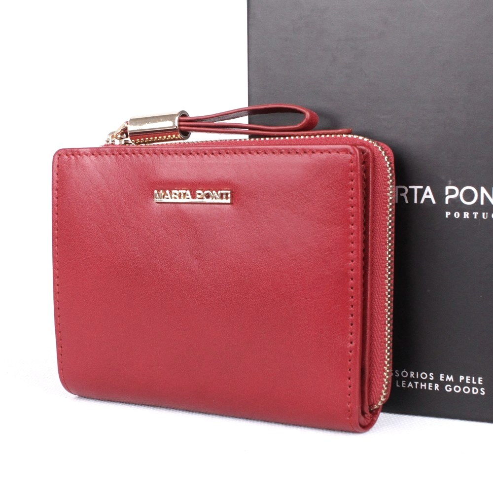 Malá tmavěčervená luxusní kožená peněženka Marta Ponti no. 804