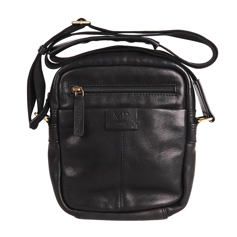 Luxusní kožená hladká černá crossbody taška Marta Ponti no. 006
