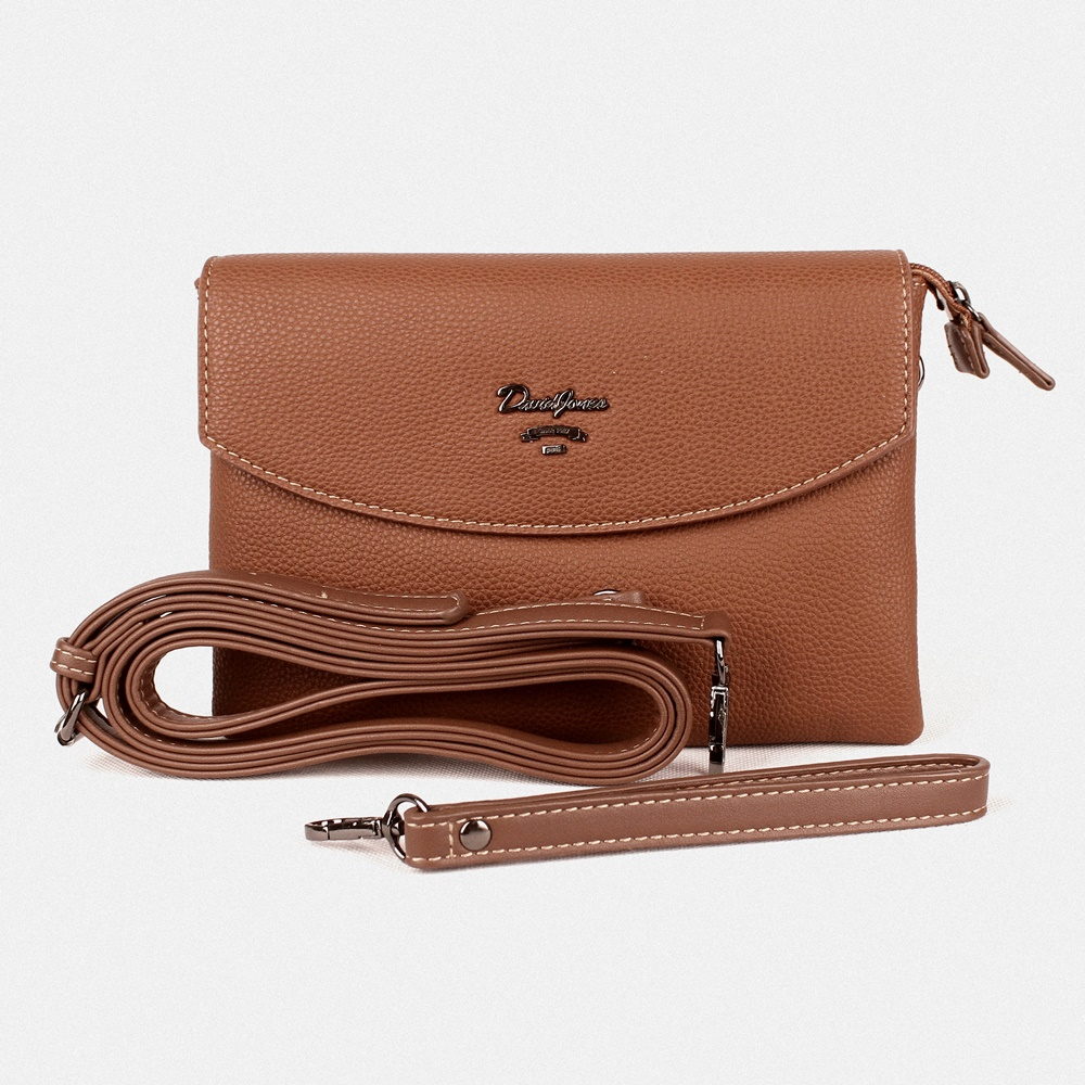 Tříoddílová hnědá crossbody kabelka (psaníčko) David Jones 4028