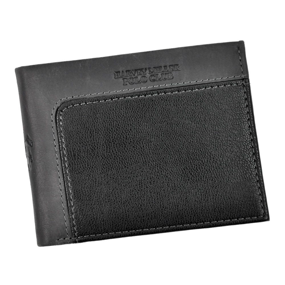 Malá černá kožená peněženka Harvey Miller Polo Club 1711 992