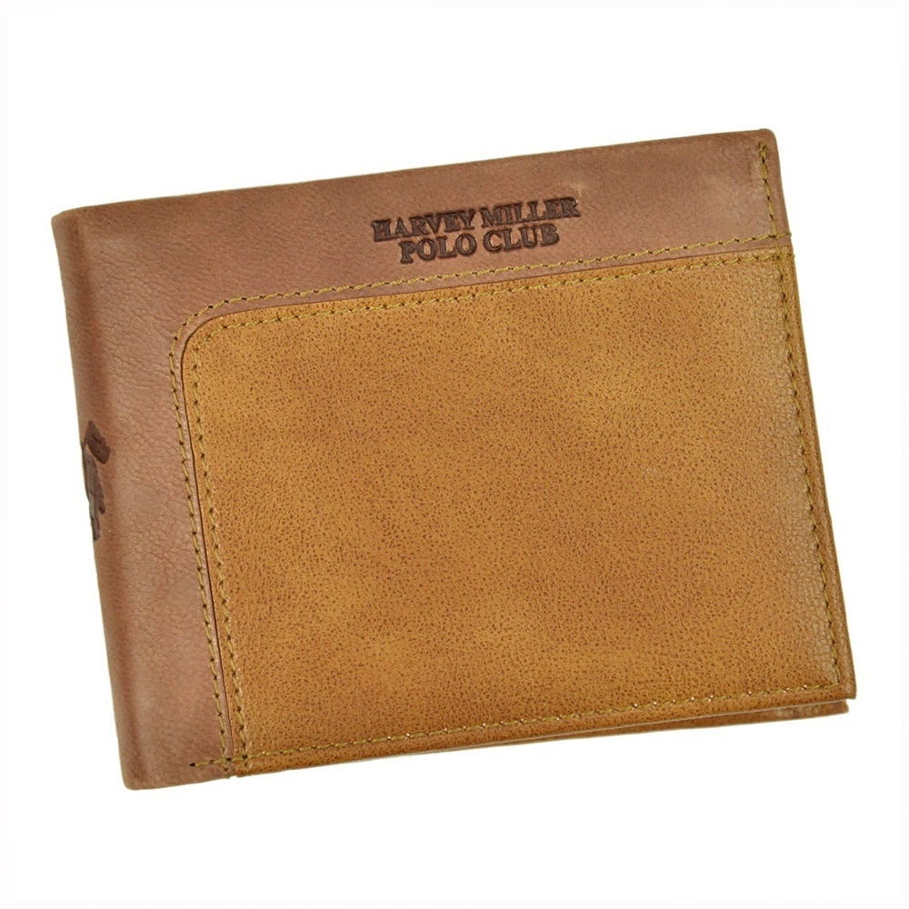 Malá hnědá kožená peněženka Harvey Miller Polo Club 1711 992