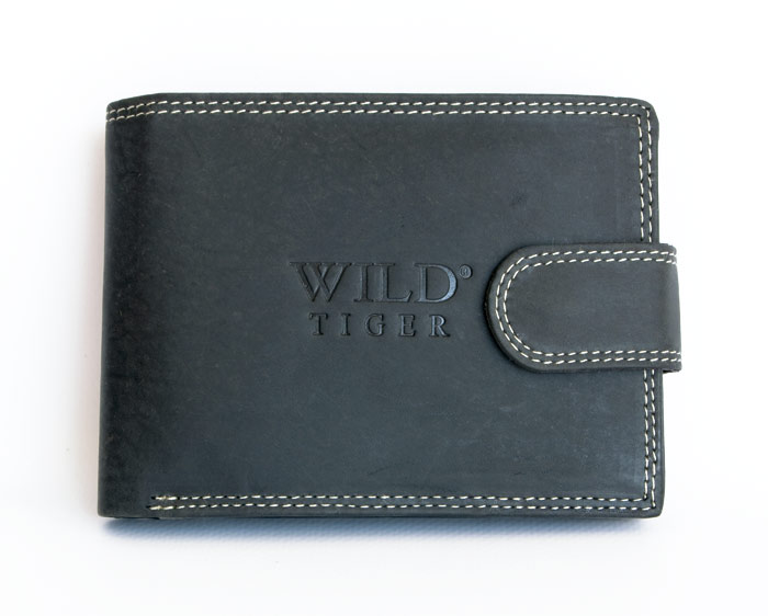 Malá černá kožená peněženka WILD Tiger