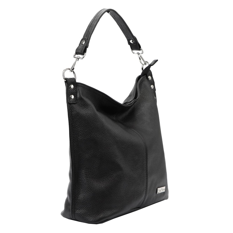 Velká kožená šedo-béžová kabelka na rameno i crossbody MiaMore no. 053