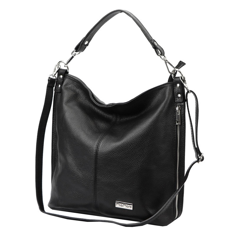 Velká kožená šedo-béžová kabelka na rameno i crossbody MiaMore no. 053