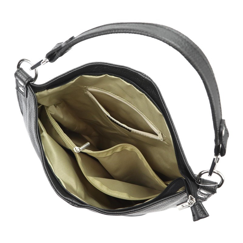 Velká kožená šedo-béžová kabelka na rameno i crossbody MiaMore no. 053