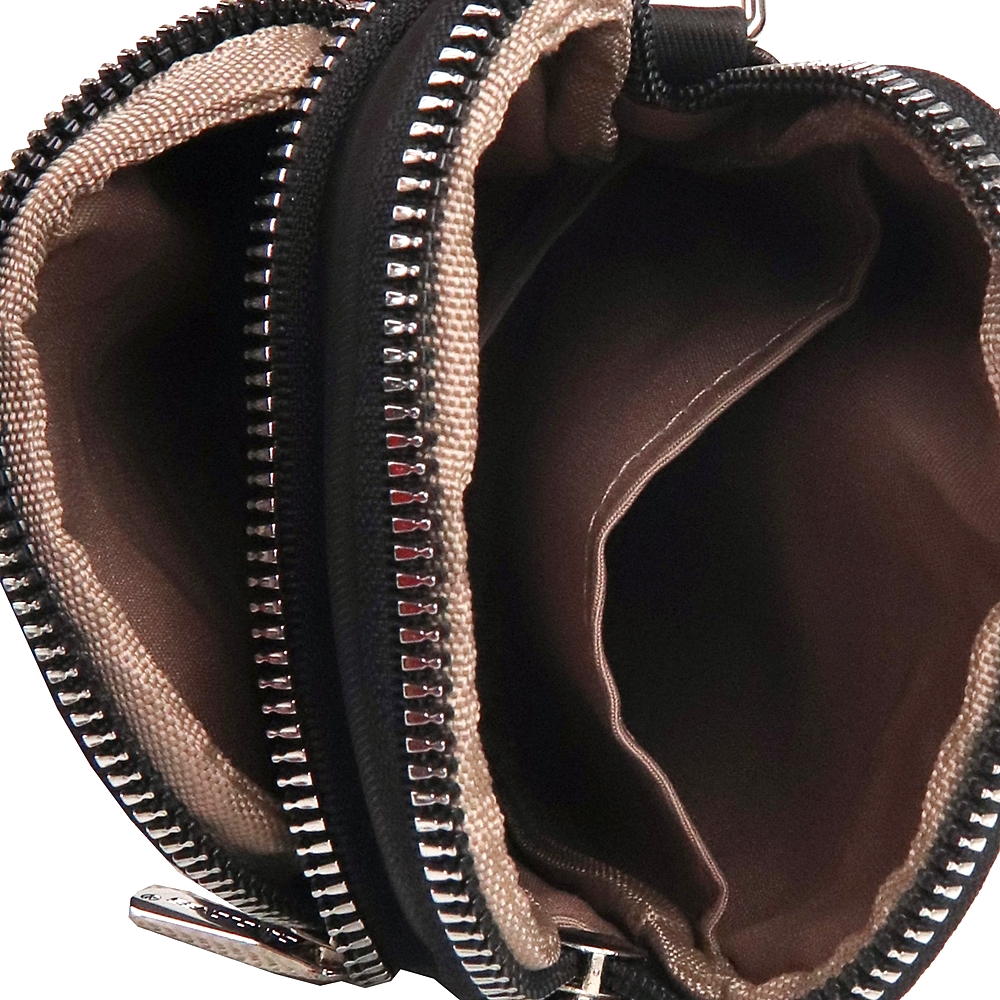 Dvouoddílová šedo-hnědá crossbody kabelka (taštička) na mobil David Jones CM6906A