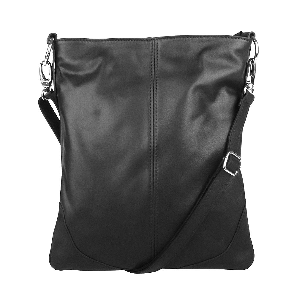 Střední/velká černá kožená crossbody kabelka Vera Pelle no. 5509 NEW