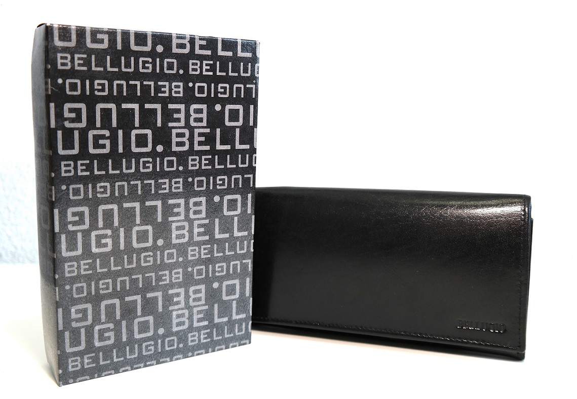 Černá mírně lesklá dámská kožená peněženka BELLUGIO