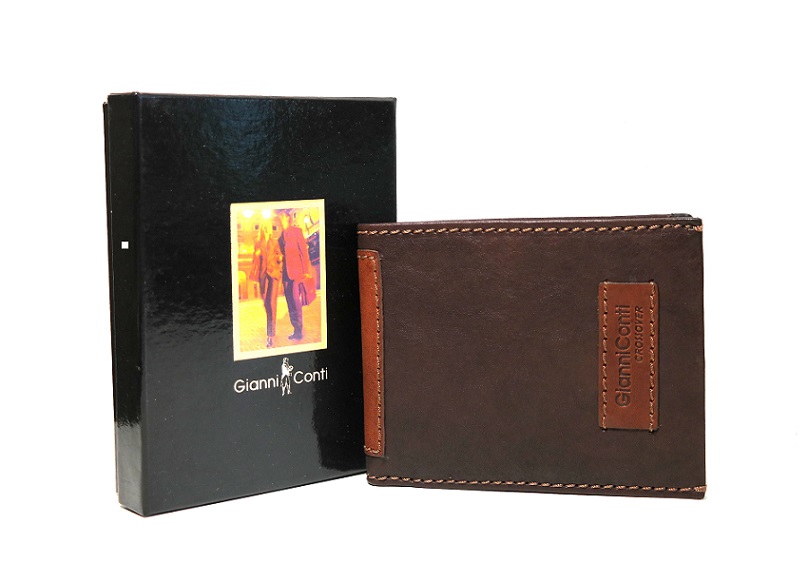 Luxusní tmavěhnědá-světlehnědá kožená peněženka Gianni Conti no. 997144