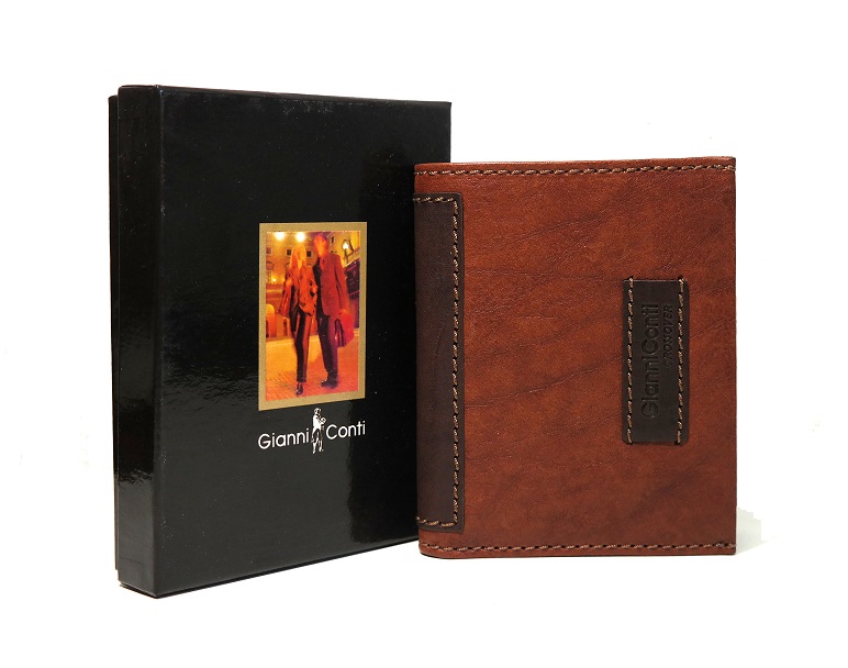 Luxusní světlehnědá-tmavěhnědá kožená peněženka Gianni Conti no. 997117