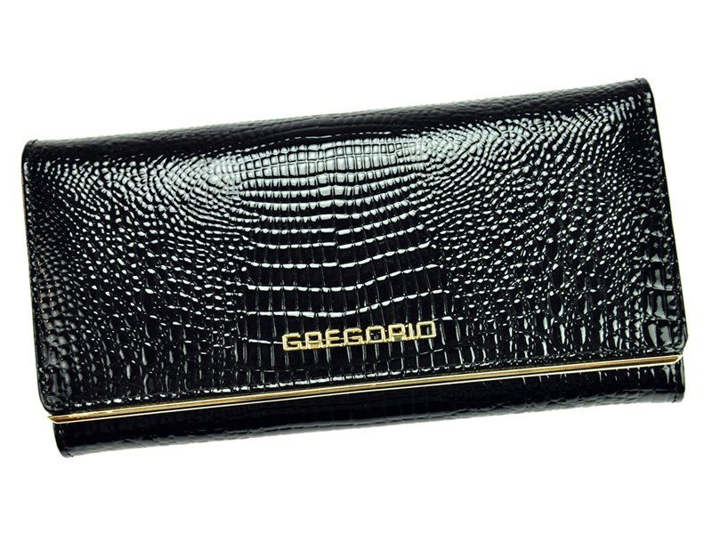 Černá lesklá kožená peněženka Gregorio SLL-100