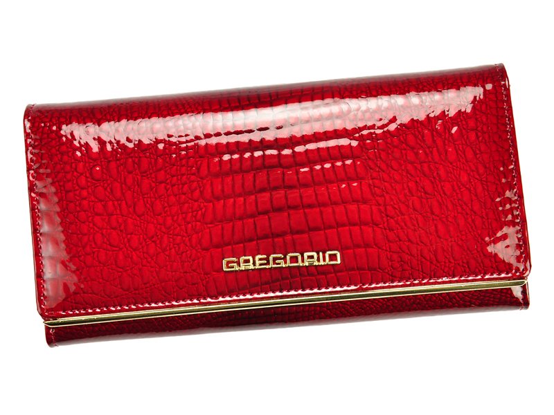 Červená lesklá kožená peněženka Gregorio SLL-100