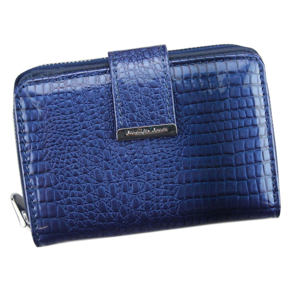 Lesklá modrá kožená peněženka Jennifer Jones 5198 | Oázakabelek