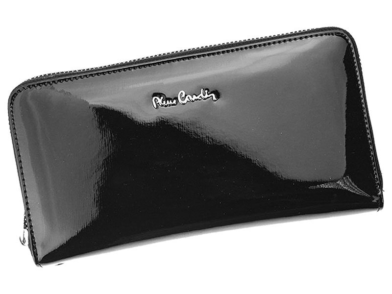 Celozipová kožená lesklá černá peněženka Pierre Cardin 05 LINE 119