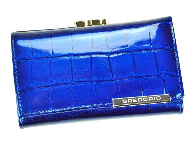Modrá lesklá kožená peněženka Gregorio BC-108