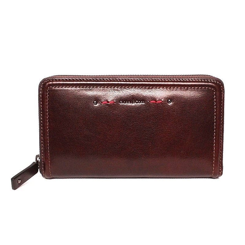 Luxusní celozipová tmavěhnědá kožená peněženka Gianni Conti no. 8616