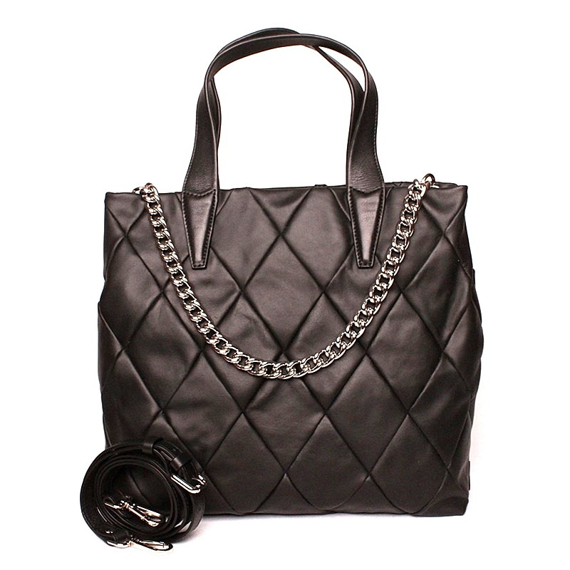 Luxusní velká černá kožená shopperbag kabelka do ruky Gianni Conti 314
