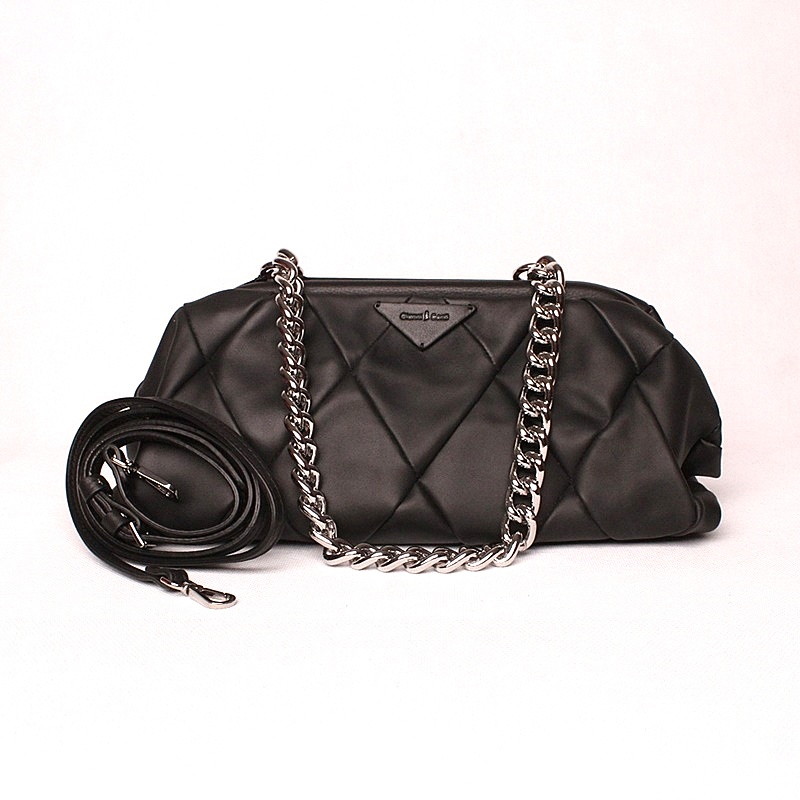 Luxusní malá černá kožená kabelka do ruky/na rameno Gianni Conti 316