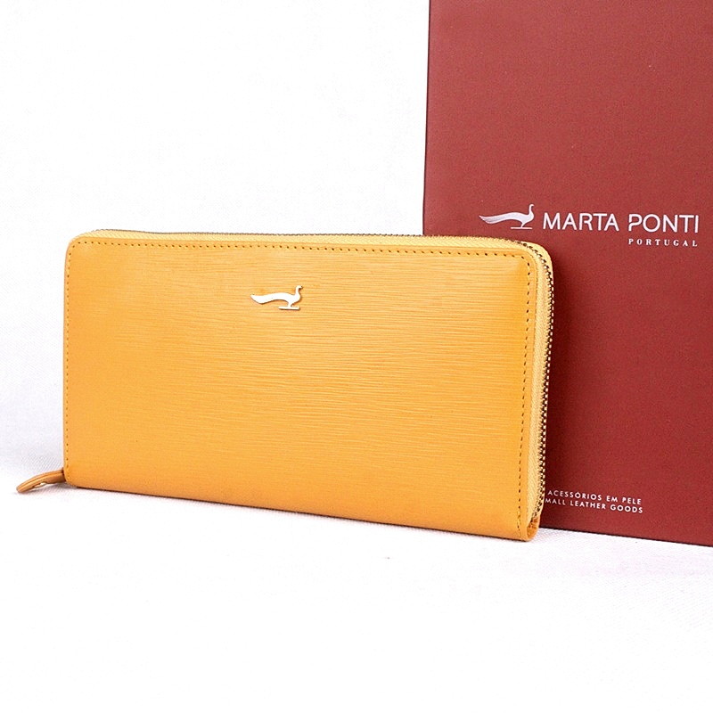 Luxusní celozipová hořčicová kožená peněženka Marta Ponti no. P002