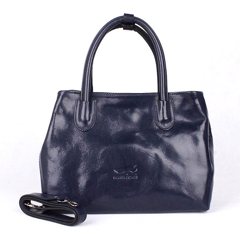 Středně velká luxusní dámská tmavěmodrá kabelka do ruky Marta Ponti no. 6093