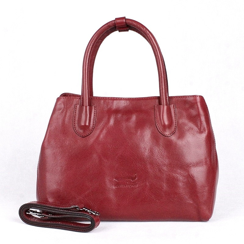 Středně velká luxusní dámská tmavěčervená kabelka do ruky Marta Ponti no. 6093