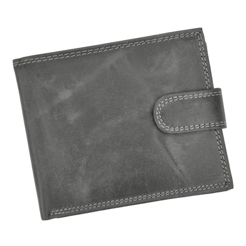Černo-šedá kožená peněženka N992L-CHM-NL s upínkou + RFID