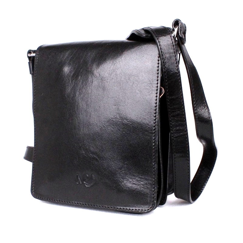 Luxusní kožená hladká černá crossbody taška Marta Ponti no. 700