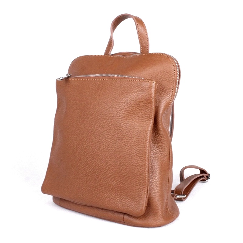 Hnědý malý/střední kožený batoh/crossbody kabelka no. 210, obsah cca. 5 l