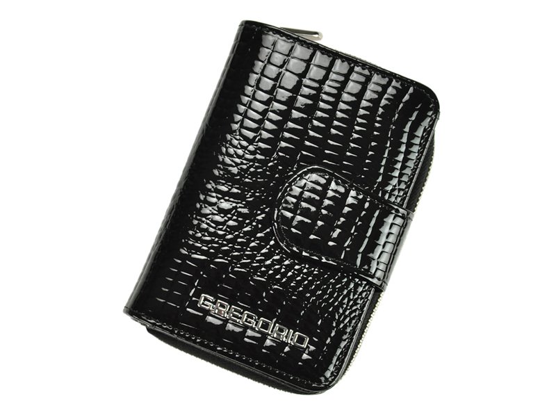 Lesklá černá kožená peněženka Gregorio GF115