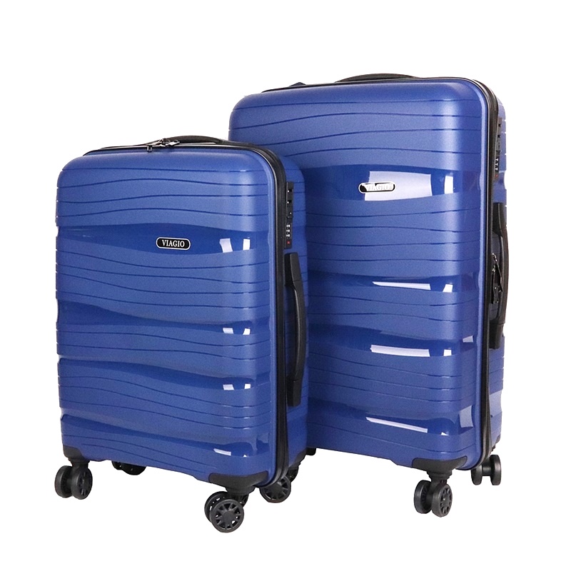 Sada 2 kufrů: Malý a střední modrý plastový (polypropylen) kufr VIAGIO