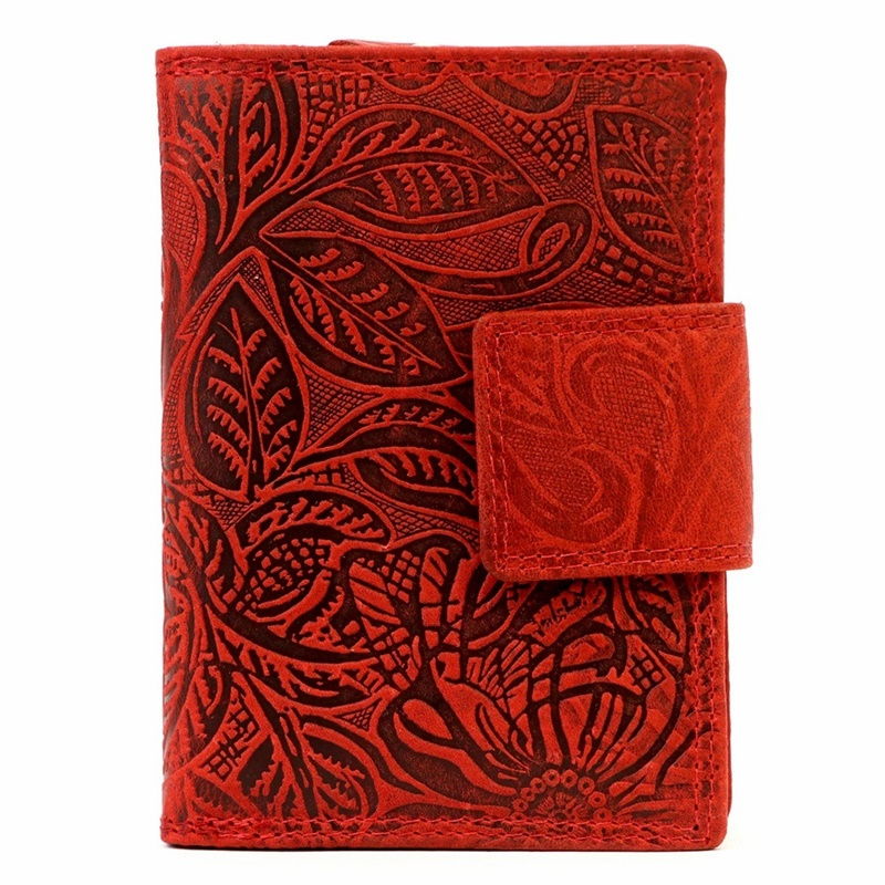 Kožená peněženka Gregorio červená s ornamenty květin