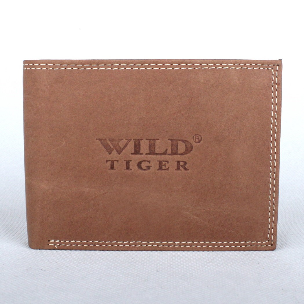 Světlehnědá pánská kožená peněženka Wild Tiger podélná