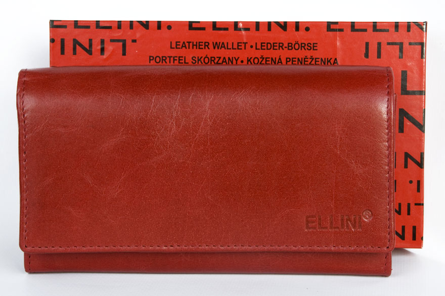 Červená dámská kožená peněženka ELLINI