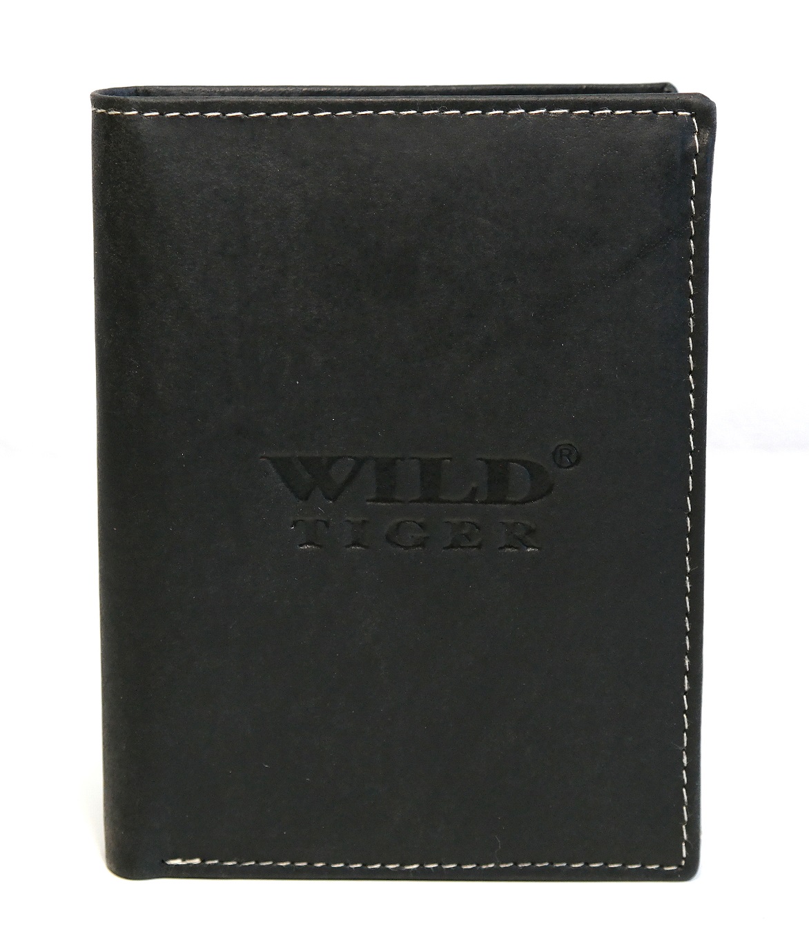 Černá pánská kožená peněženka Wild Tiger (AM-28-123) na výšku