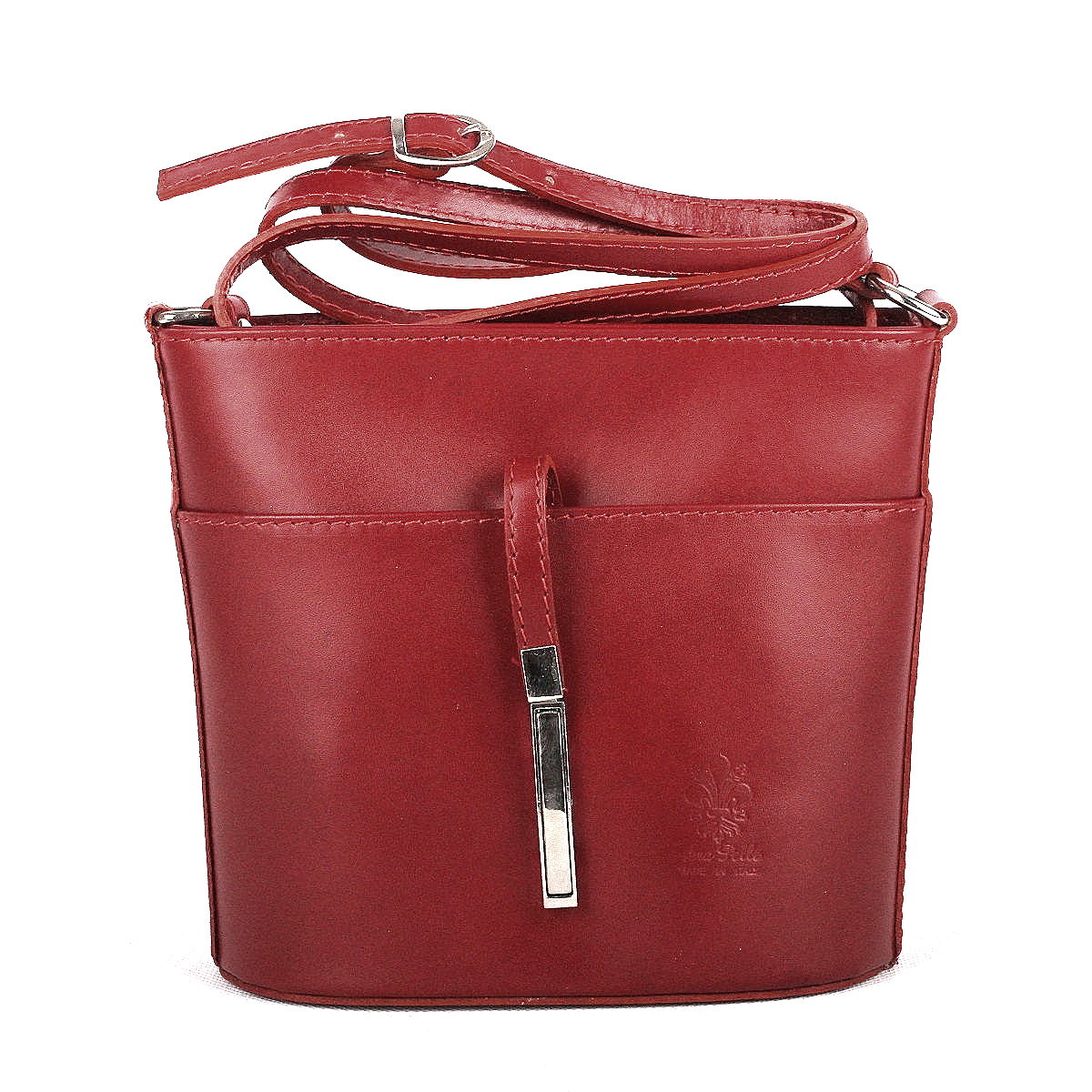 Malá kožená tmavěčervená crossbody kabelka no. 16