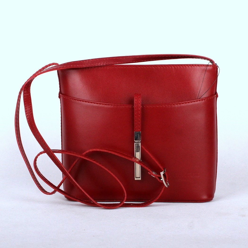 Malá kožená tmavěčervená crossbody kabelka no. 44