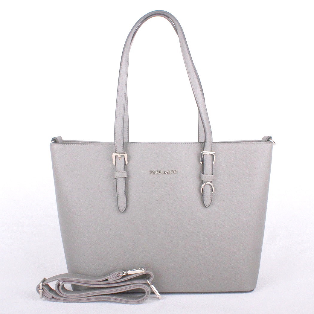 Světlešedá velká elegantní pevná kabelka na rameno FLORA&CO F9126
