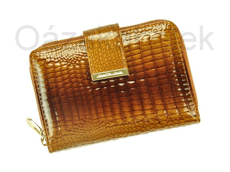 Lesklá hnědá kožená peněženka Jennifer Jones 5198 | Oázakabelek