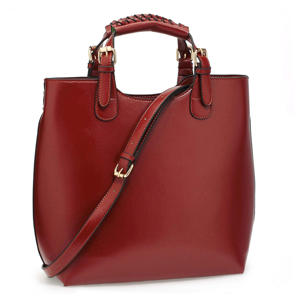 Tmavěčervená (vínová) velká kabelka shopperbag LS00267