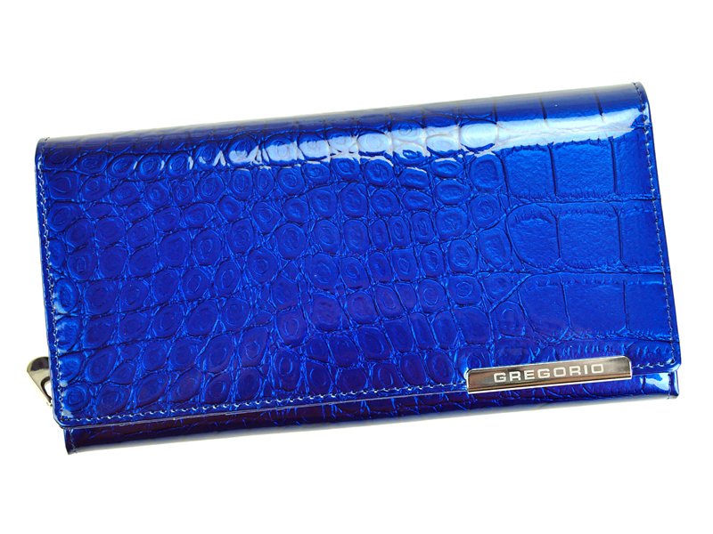 Lesklá modrá kožená peněženka Gregorio BC-106