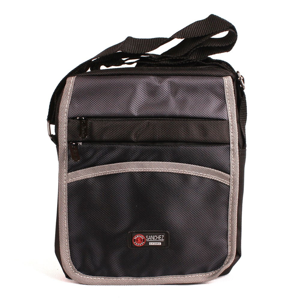 Středně velká černo-modro-šedá pánská crossbody Sanchez Casual 8031