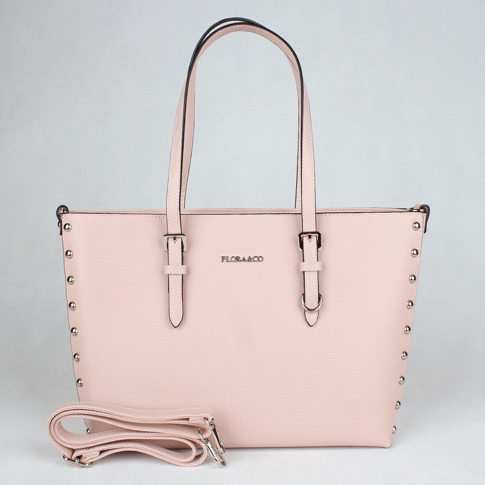 Růžová velká elegantní pevná kabelka na rameno FLORA&CO F6389