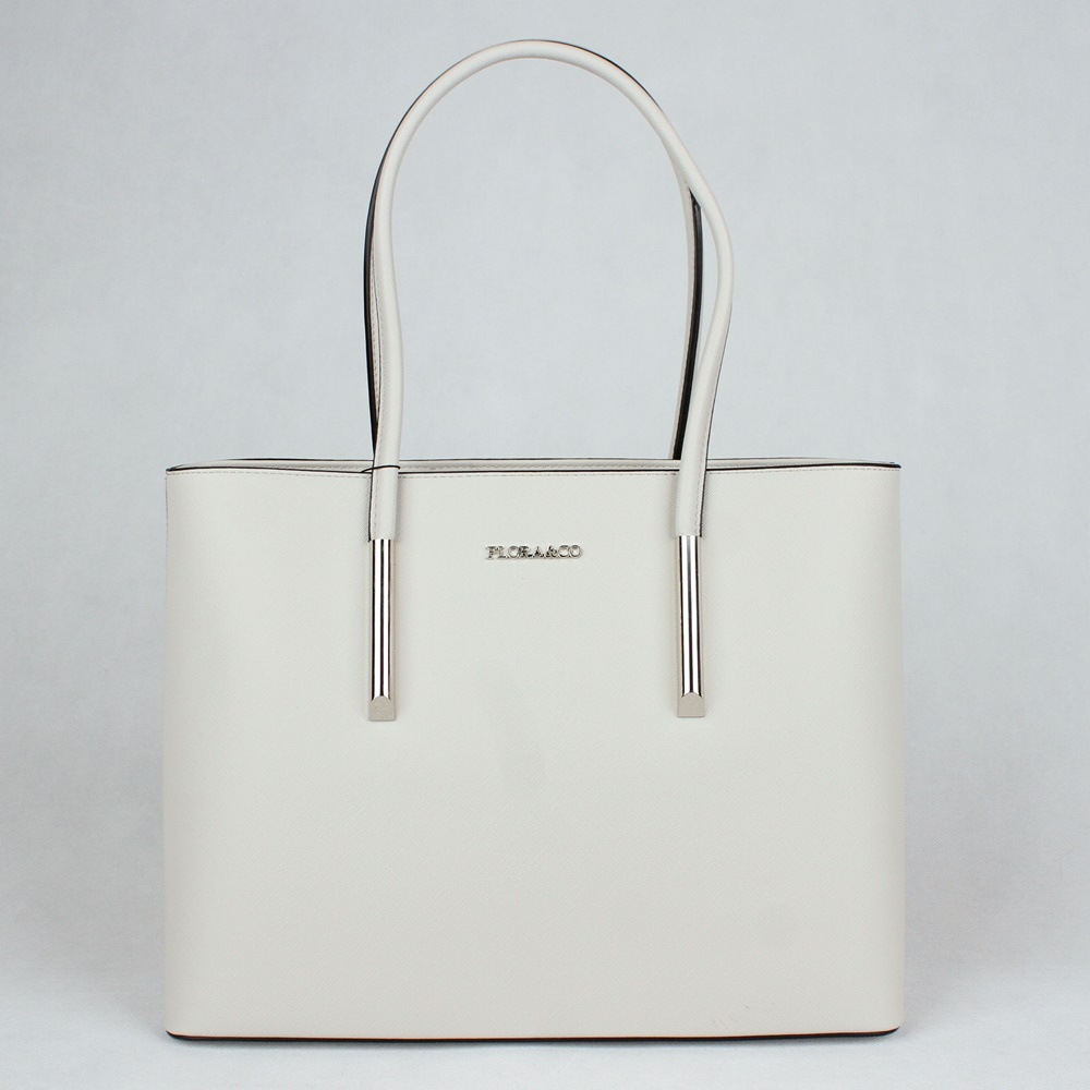 Krémově šedá velká elegantní kabelka na rameno FLORA&CO F5717 | Oázakabelek.cz