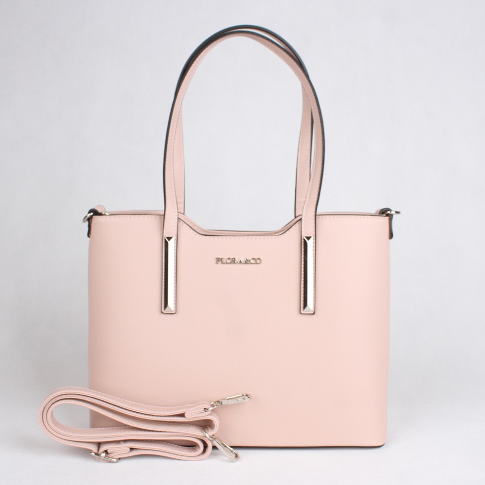 Světlerůžová elegantní pevná kabelka do ruky i na rameno FLORA&CO F5983