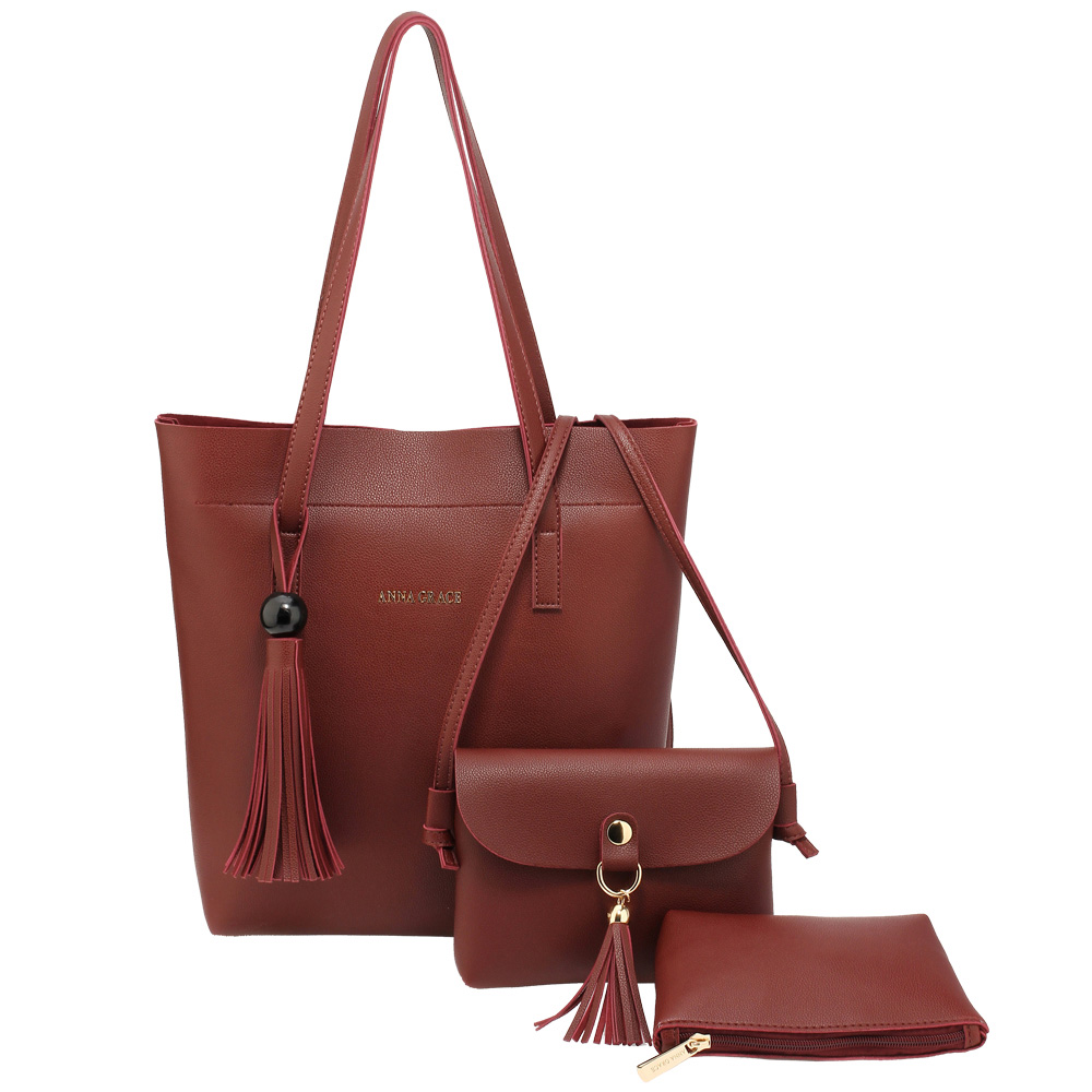 Set 3v1: kabelka na rameno + malá crossbody + kosm. taštička AG00612