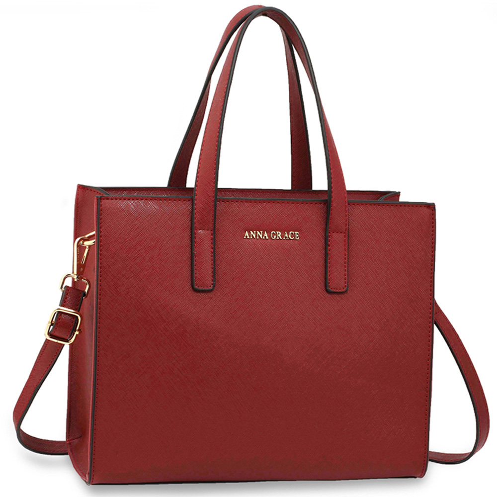 Elegantní středně velká hladká červená kabelka do ruky AG00592