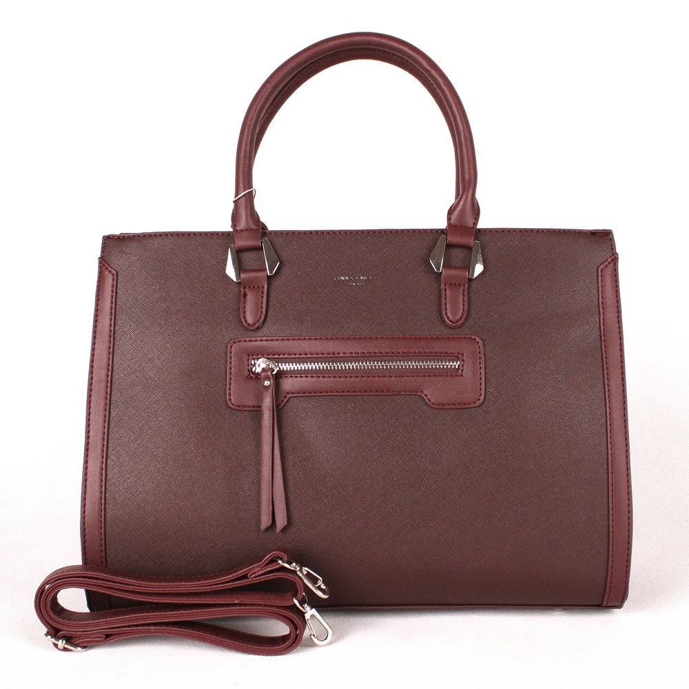Tmavěčervená (vínová) velká elegantní kabelka do ruky David Jones CM3902