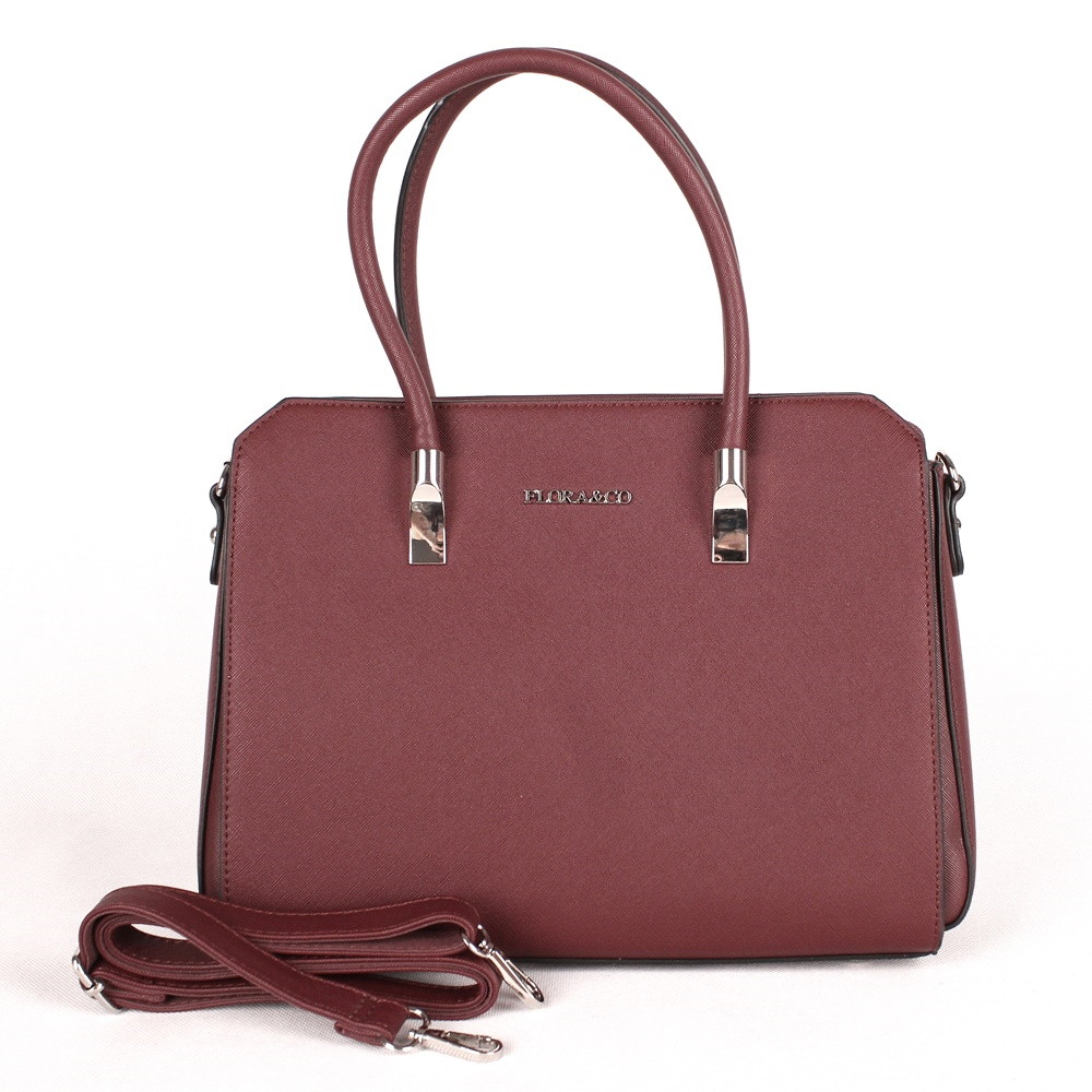 Vínová středně velká elegantní kabelka do ruky FLORA&CO F6519