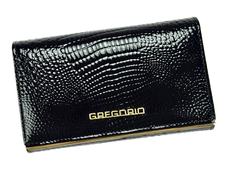 Malá černá lesklá kožená peněženka Gregorio SLL-110
